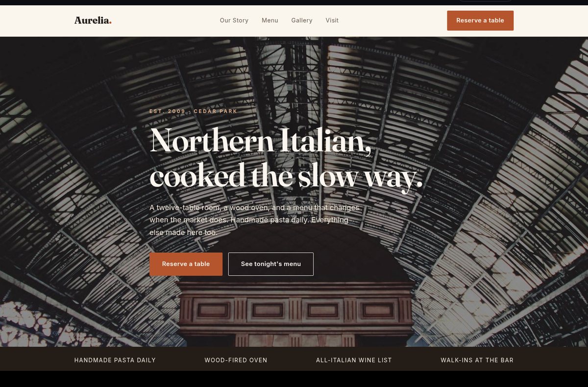 Aurelia Bistro website preview
