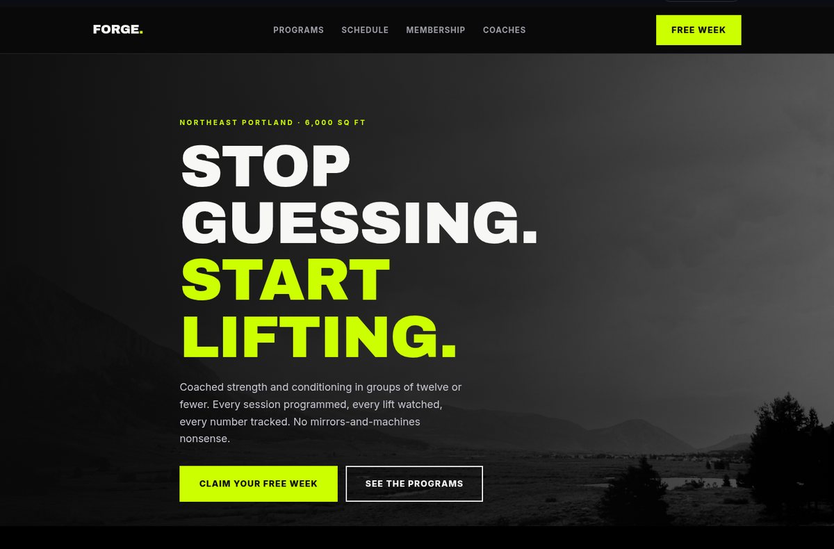 Forge Athletics website preview