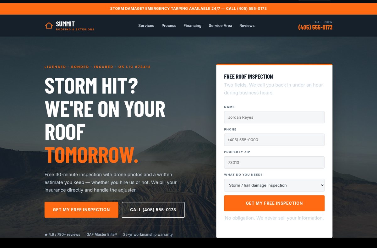 Summit Roofing website preview